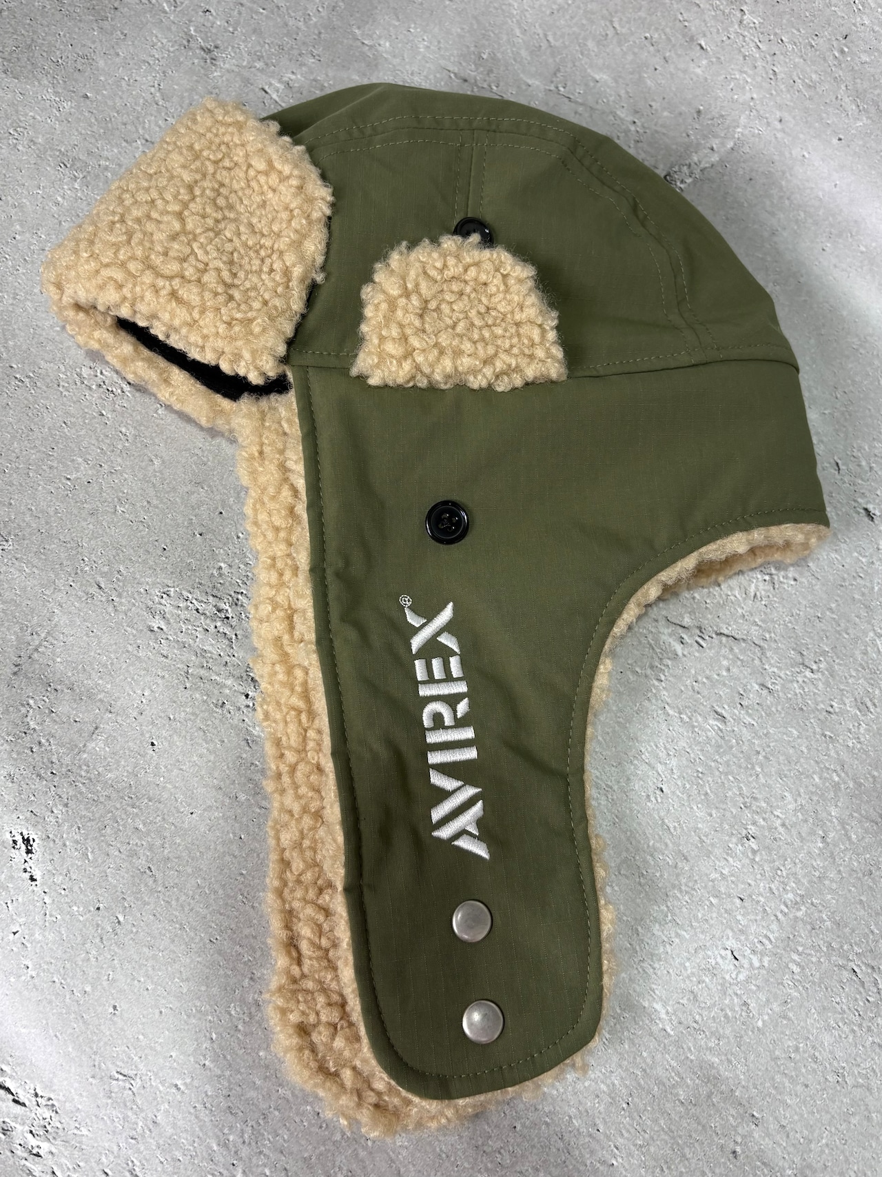 AVIREX / アヴィレックス　ボアフライトキャップ / ミリタリー トラッパーキャップ オリーブ 耳あて付き