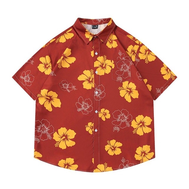 【UNISEX】FLORAL PRINT RELAXED SHORT SLEEVE SHIRT M-17838