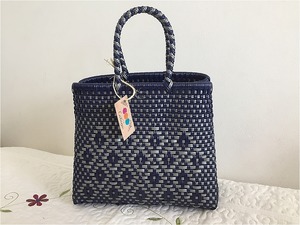 カンクンバッグ Millonaria Huichol (S) Navy & Silver かごバッグ