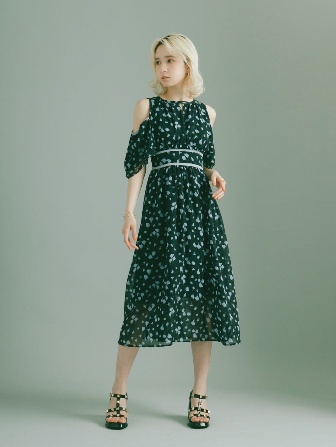 【crayme】 3way Sleeve Flower Dress