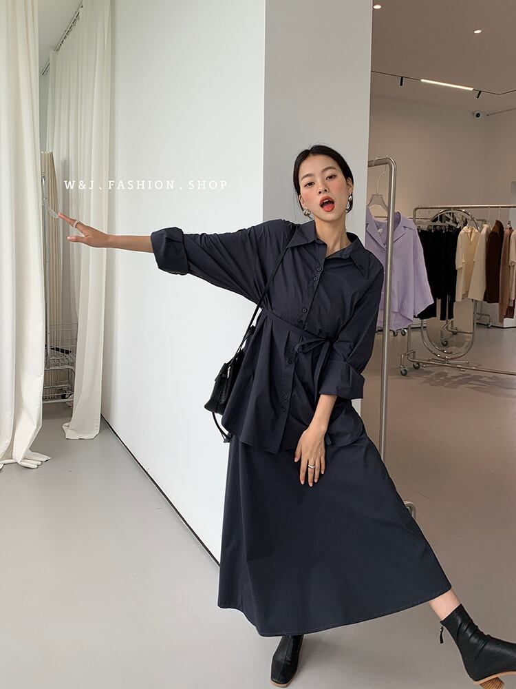 カラーオータムウェストスリム レース 秋物 スカート レースアップ ビッグFスモールZ韓国23481580221