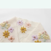 花刺繍の三角ニットショール 《Y0417》