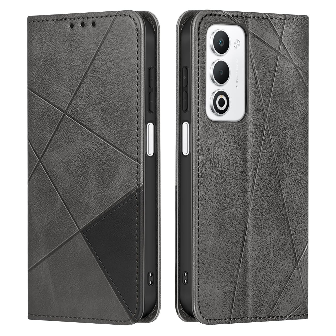 適用 oppo A5 5G ケース 手帳型 耐衝撃 全面保護 オッポ a5 カバー 財布型 OPG06 A502OP スマホケース(グレー)