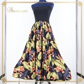 フラダンス 衣装 ワンピース ドレス ブラック系 ALOHA KIKI フラ ダンス チューブトップ 黒 赤 緑 リーフ柄 ハワイアン アロハ 華やか かわいい 日本製 レッド系 グリーン系