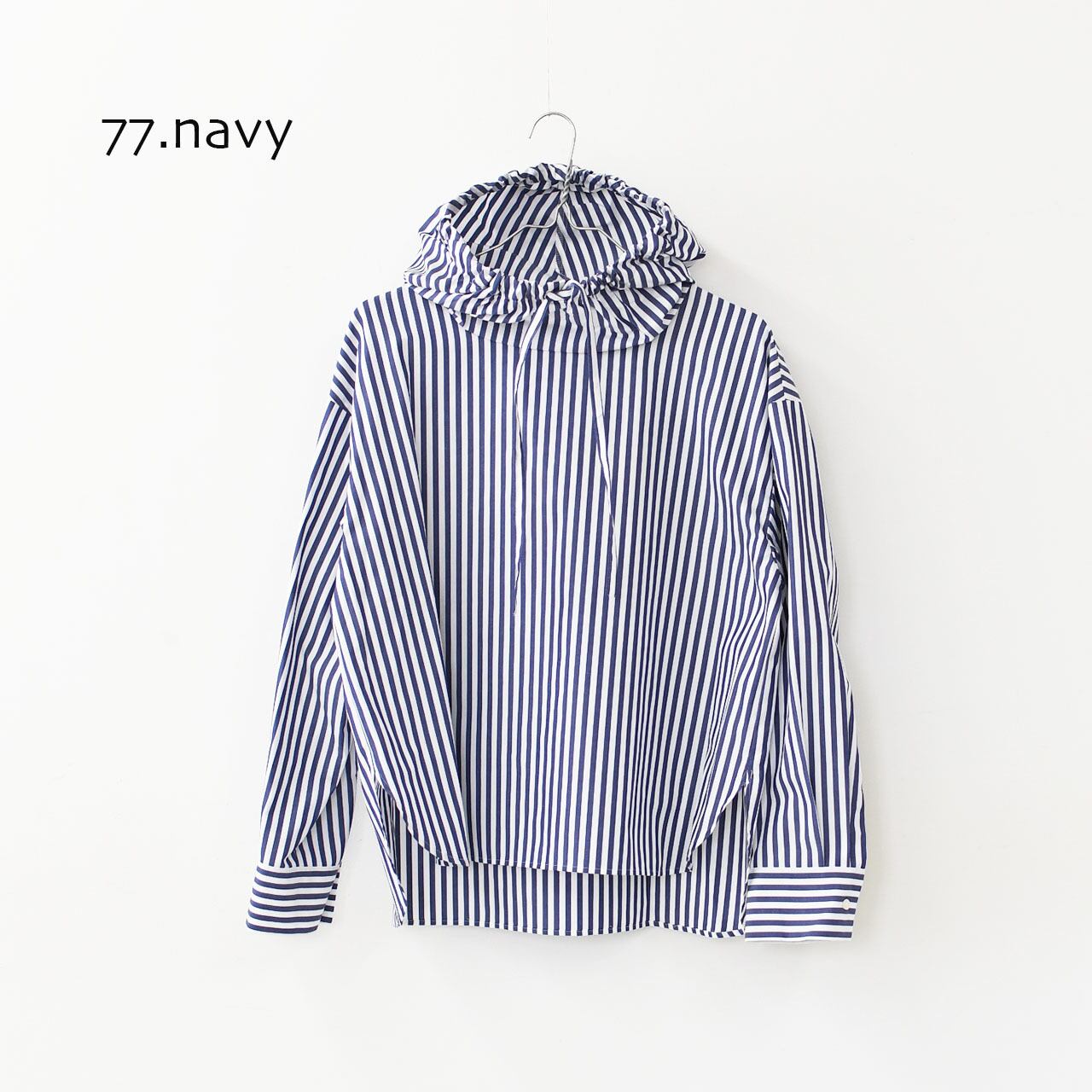 mizuiro ind [ミズイロ インド] stripe hooded shirt [3-230100