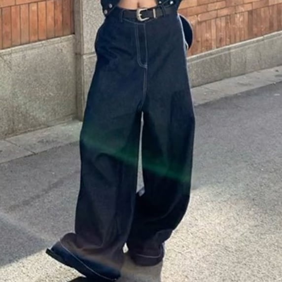 Denim jacket wide pants setup＊S-1127 | Sugar Mist