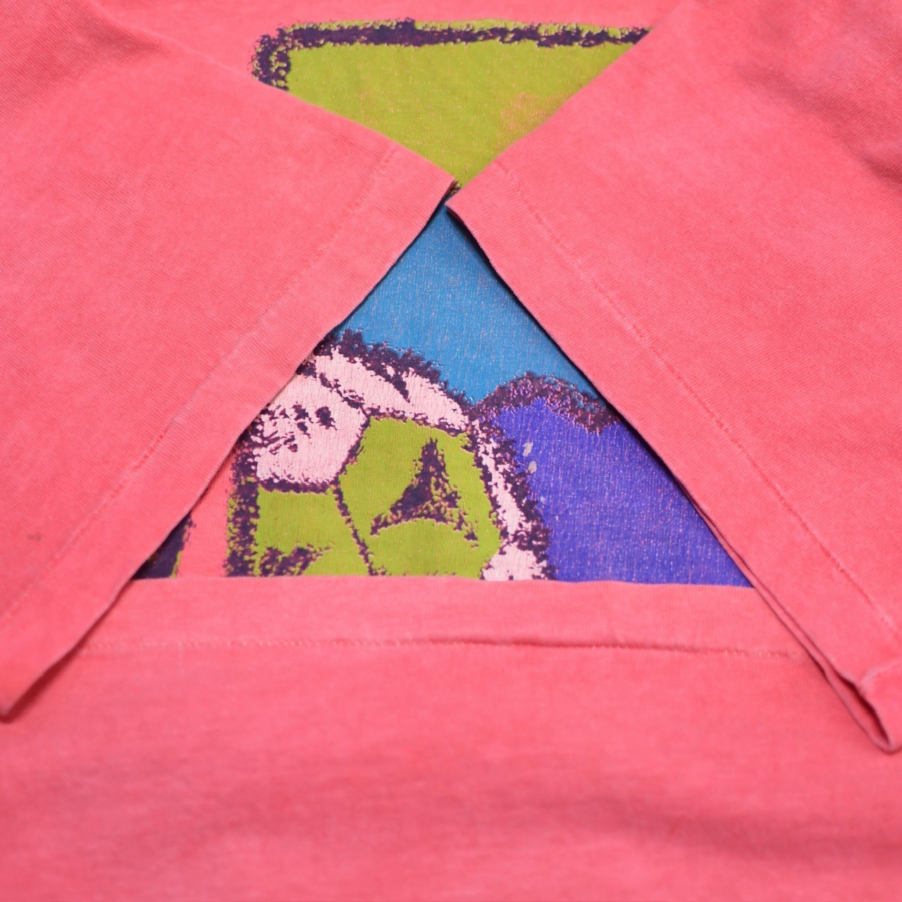 90's adidas fade pink print tee