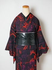 【受注商品】RumiRockセオαゆかた「ドラコニアサロン」 レッド　[A598]