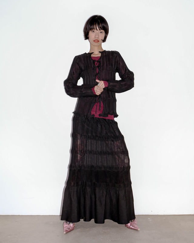 OPEN SESAME CLUB - sheer flow 2way skirt