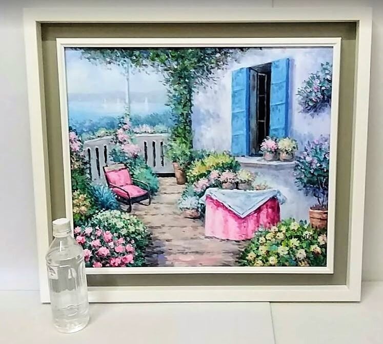 前田隆次 「風景」油彩画 額縁外寸65.7x58.2x4.3㎝ 絵53.0x45.5㎝張