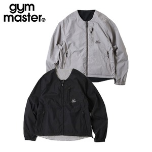gym master ジムマスター リバーシブル ナイロン ノーカラージャケット 軽量 防風 ドローコード ジップアップ ライトアウター G918634 BLK×GRY