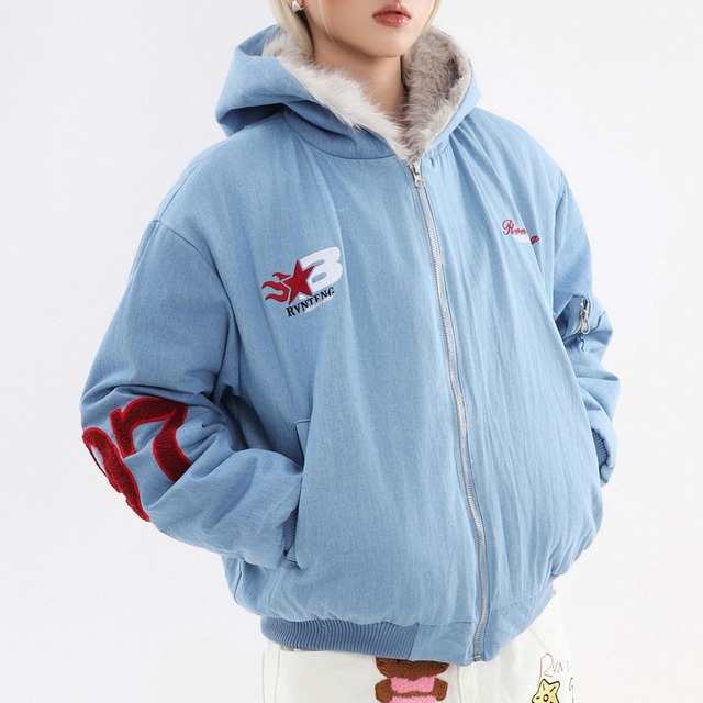 フェイクファーデザインナンバリングブルゾン   R01137