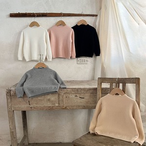 【BABY&KID】冬作ボアライナー付きコットン100%ハイネックニットセーター