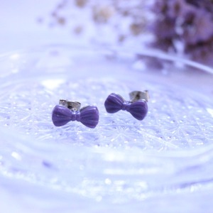 リボンピアス　紫