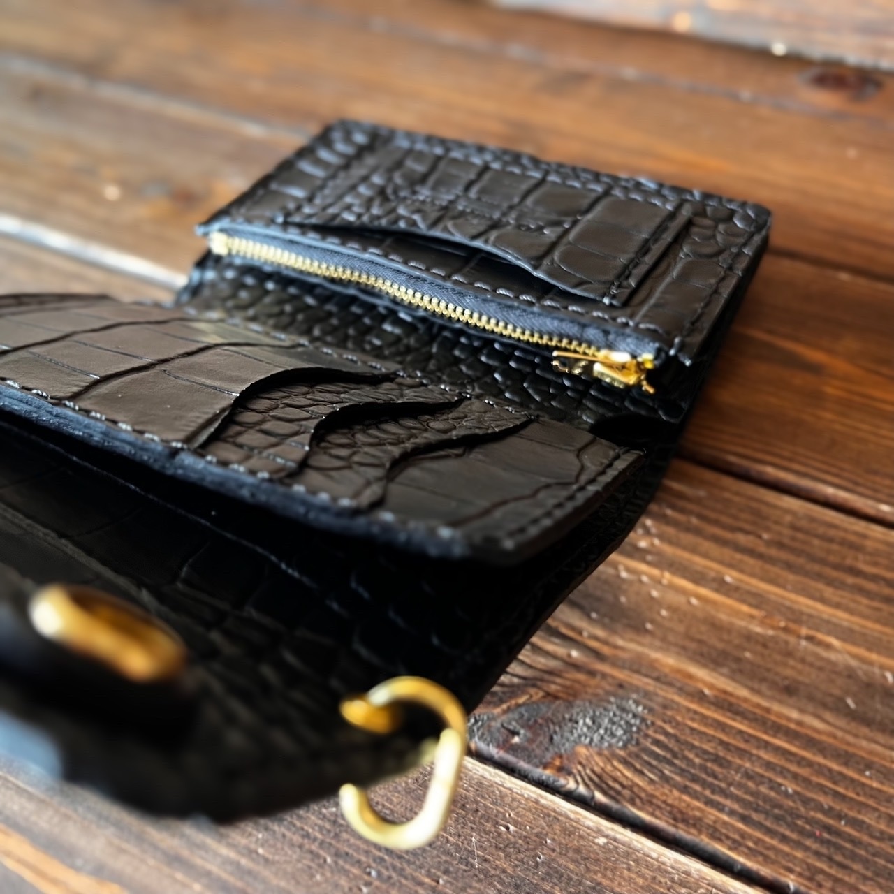 専用リンク【カスタムオーダー Trucker Wallet-10 クロコ型押しレザー】