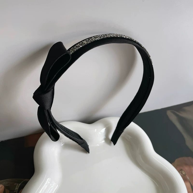 ビジューとパールのリボンカチューシャ(サテンリボン)ピアスor