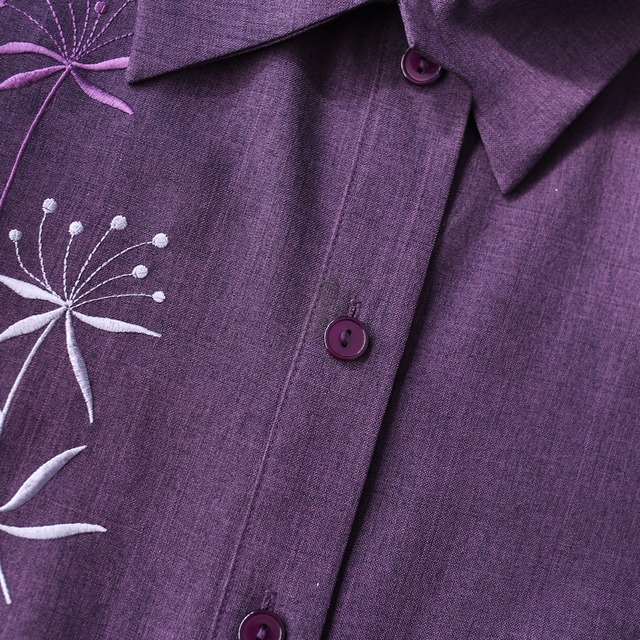 violet flower embroidery h/s shirt