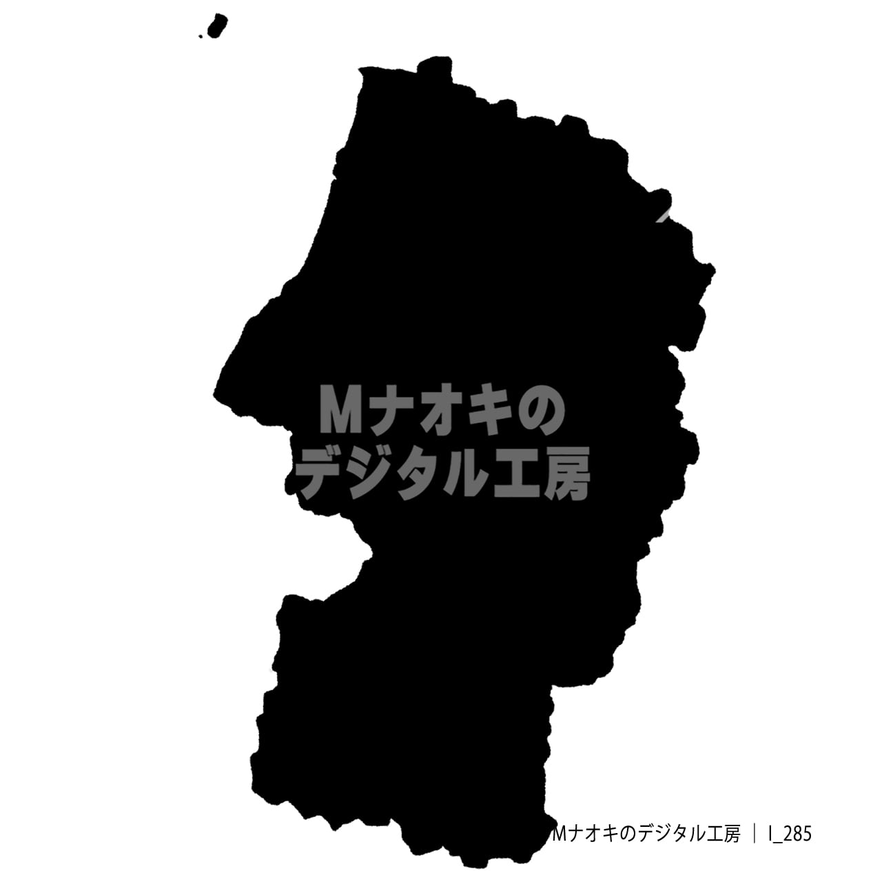 少しゆるい山形県地図（シルエット） 【I_285】 A slightly casual map of Yamagata Prefecture (silhouette)