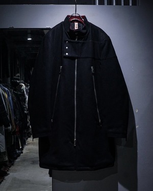 【add (C) vintage】“Banana Moon” Layered Pocket High-Neck Wool Coat