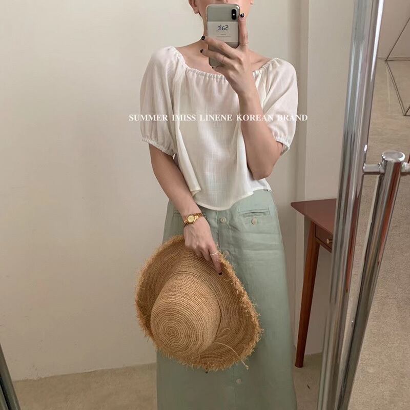 スリーブショートTシャツ シャツ サマースタイルソリッド カラー薄手 夏物 ソリッドカラー ビッグFスモールZ韓国57166542506