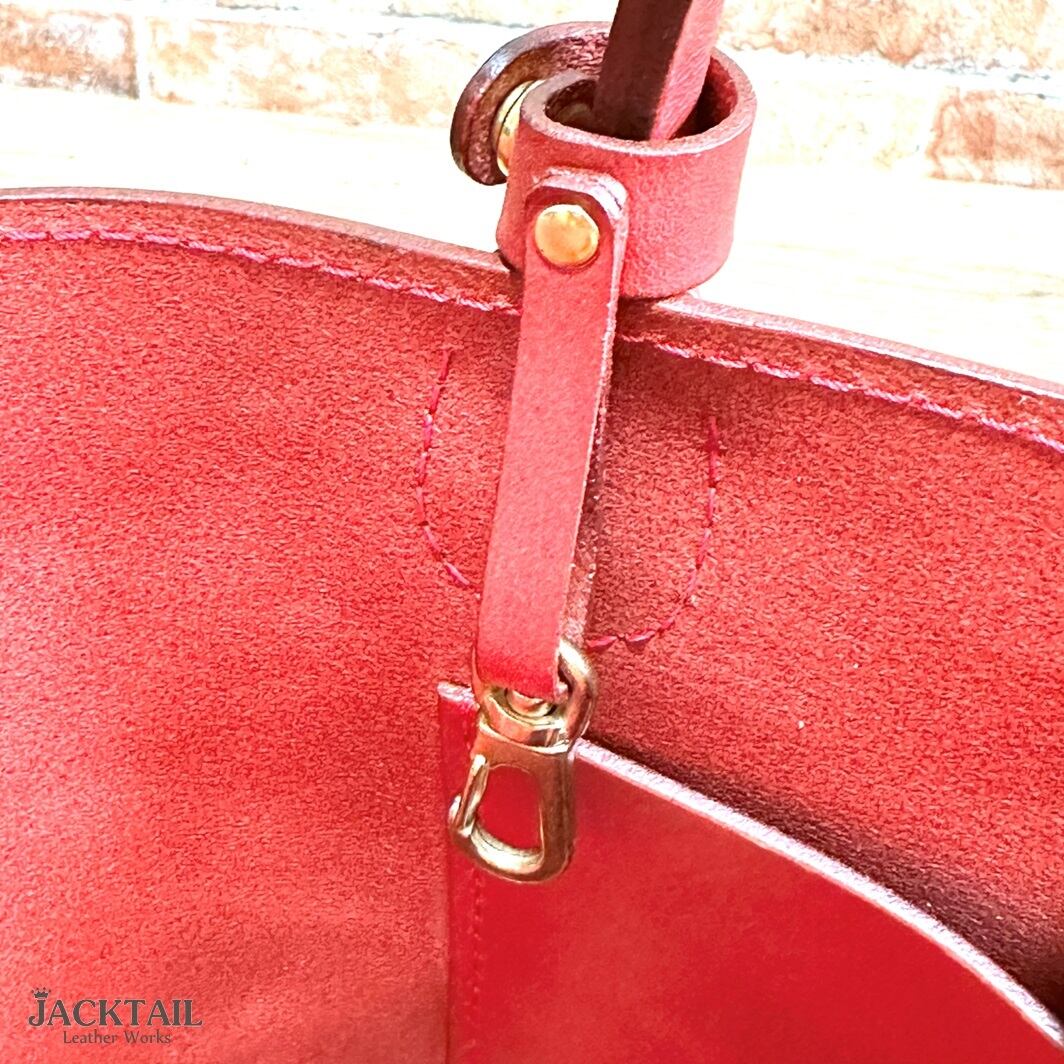 ミニトートバッグ（一点もの）／オイルレザー（レッド） | 革鞄・小物