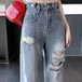 新追加 2025 新作春 脚長効果! デニムパンツ レディース ダメージ デニムパンツ レディース着やせ