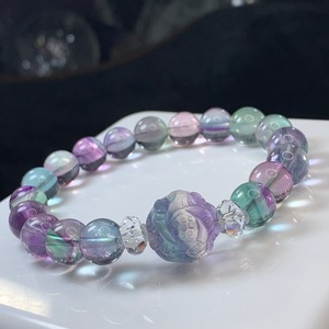 グラデーションフローライト・お花デザインブレスレット