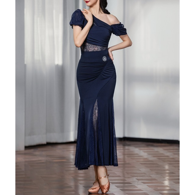 ワンショルダー シースルーレース レオタード トップス 1col　D00371