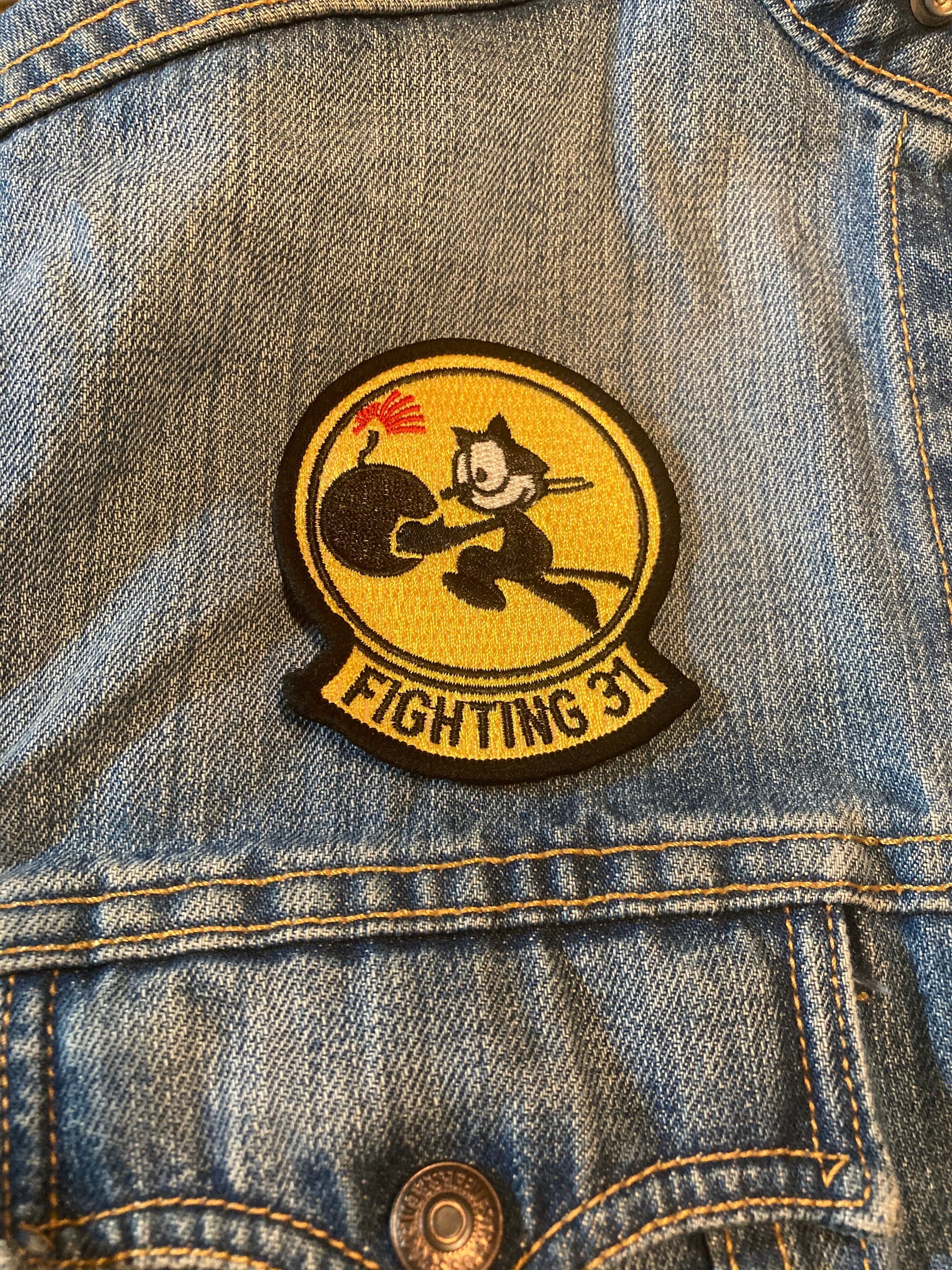 5378 ミリタリー 合衆国海軍 第31戦闘攻撃飛行隊 フィリックス・ザ・キャット トムキャット アイロンワッペン】