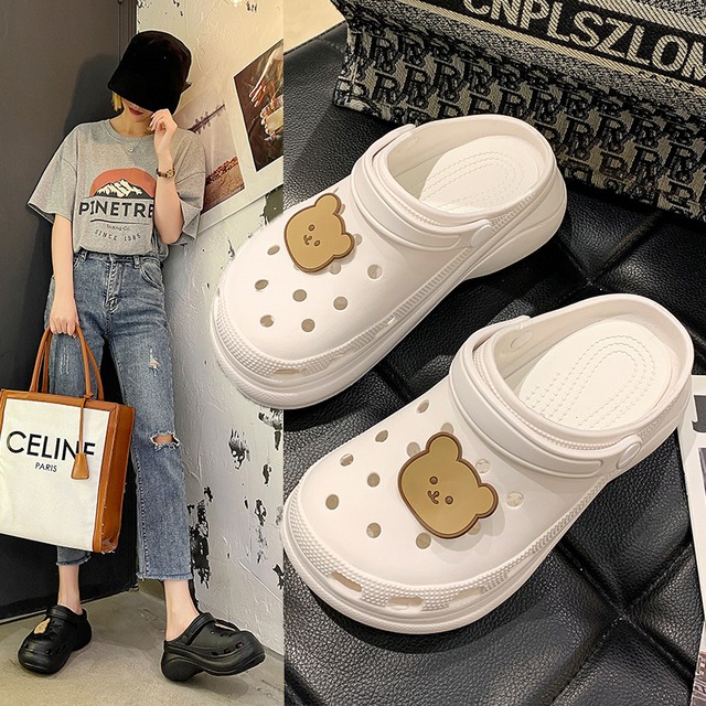 初回送料無料大人気夏サンダルビーチサンダルプラットフォームくま飾り付き