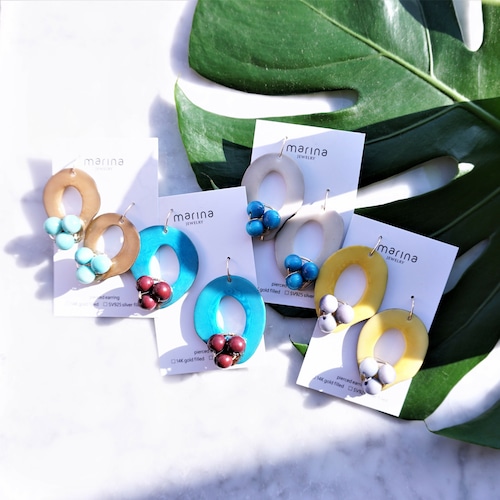 斉藤朱夏さん着用 Turquoise x Wine Tagua Nuts pierced earring / earring