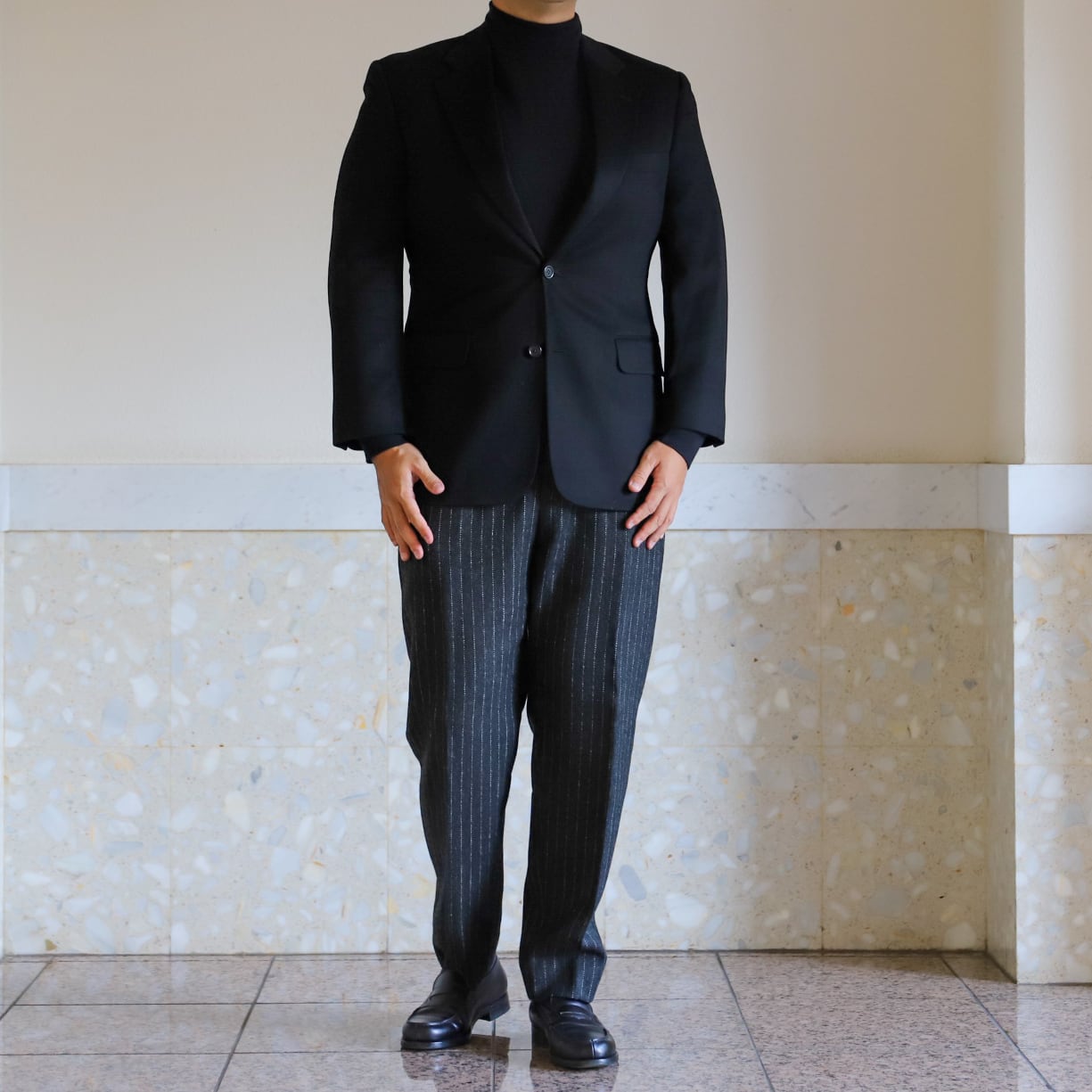 ブルックスブラザーズ　ロロピアーナ　イタリア製　ウールコート　ブラック　美品 極美品】ブルックスブラザーズ×ロロピアーナ ピーコート ウール