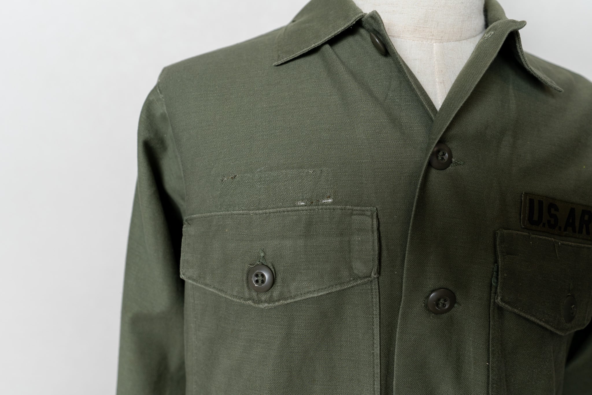 16 1/2】U.S.Army 70's OG-107 Utility Shirt Cotton100％ 
