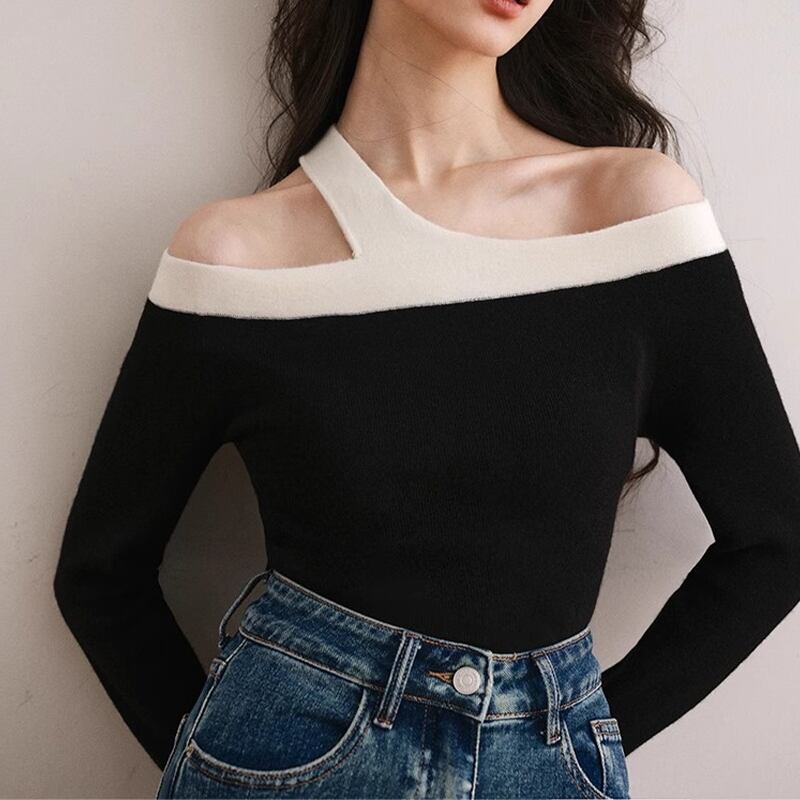 halter neck bicolor knit 10175