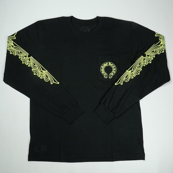 クロムハーツ　ロンT ブラック　イエロー　L 【正規品】 Size【L】 CHROME HEARTS クロム・ハーツ HORSESHOE L/S TEE BLACK