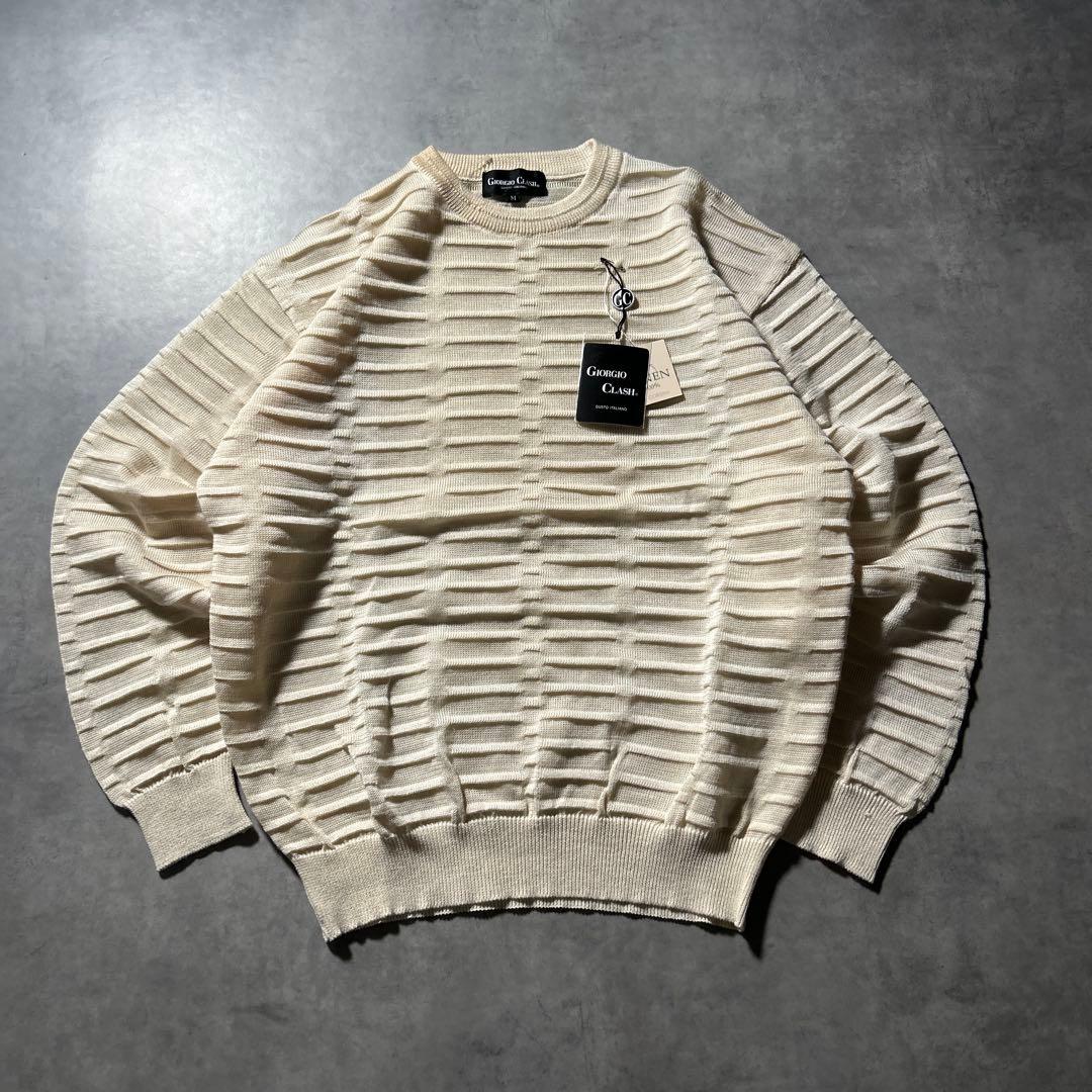 ヴィンテージ リネン ケーブル 3D 立体 ベージュ ニット セーター