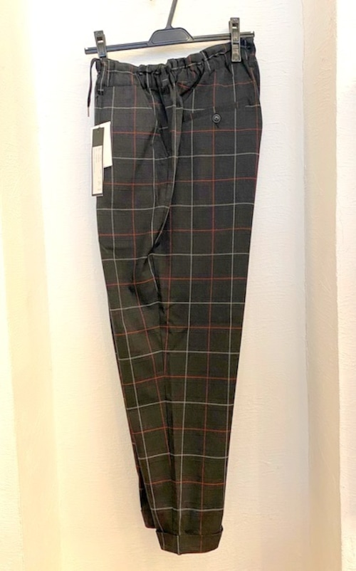 Soft Peach Check Semi-Wide Pants Glen Check Black