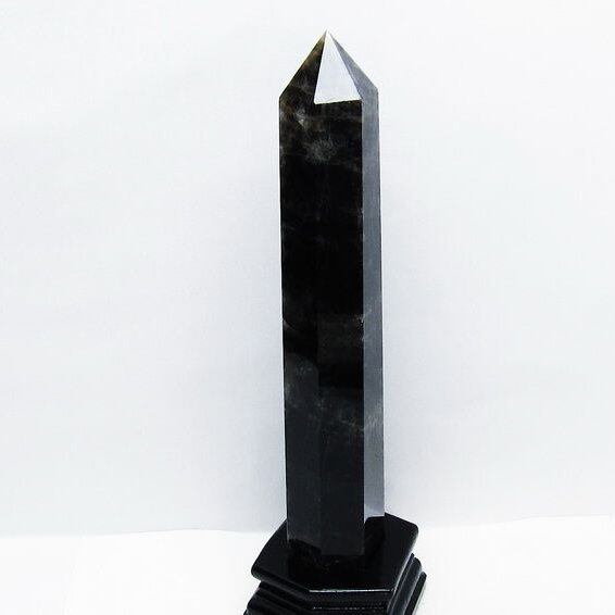 モリオン 黒水晶 六角柱 台座付属 一点物 152-3999