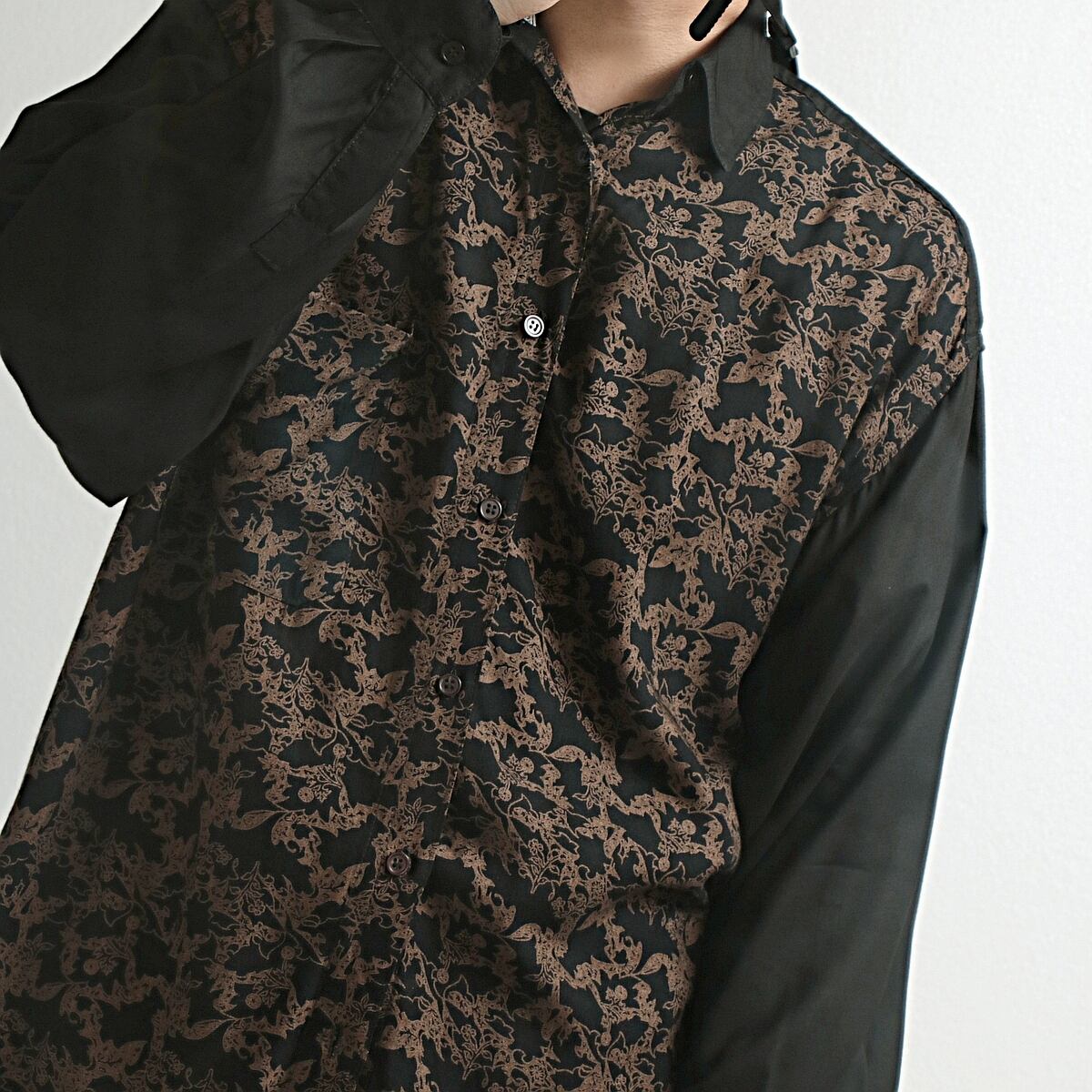 90s PROTEST フローラルパターン 切替 レーヨン シャツ 古着 used