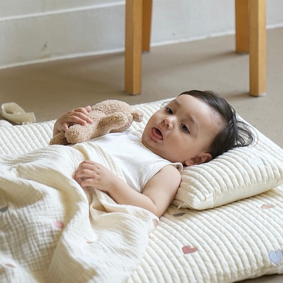ハート刺繍お昼寝布団セット(お布団+ピロー2点セット) | イブル&Baby