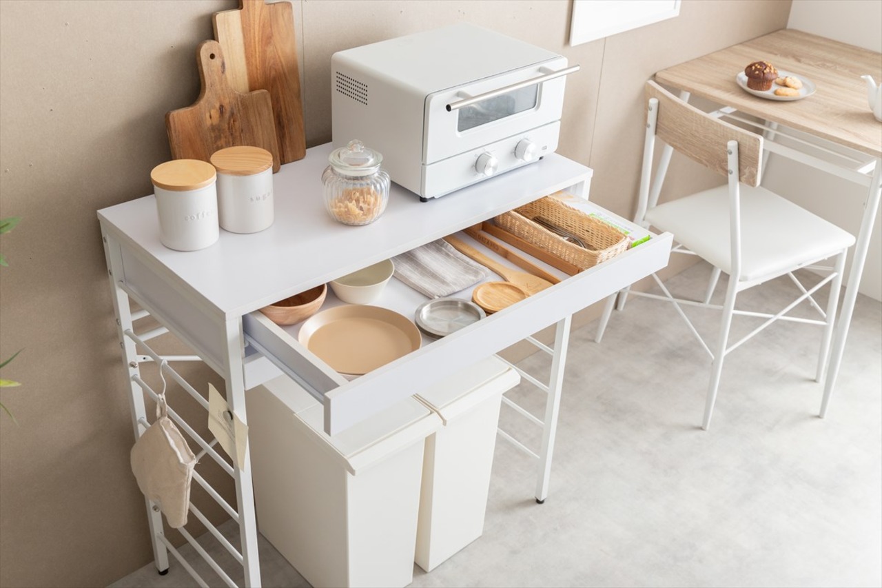 【幅60cm】Cammy ゴミ箱上レンジラック ロータイプ