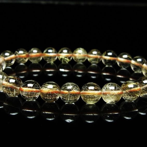 ルチルクォーツ ブレスレット 8mm タイチンルチルクォーツ タイチンルチル 一点物 メール便可 [M便 1/10] 111-48954