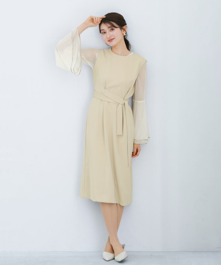 SALE 20％OFF】【 抜け感モード 】とろみツイル・アシメベルト