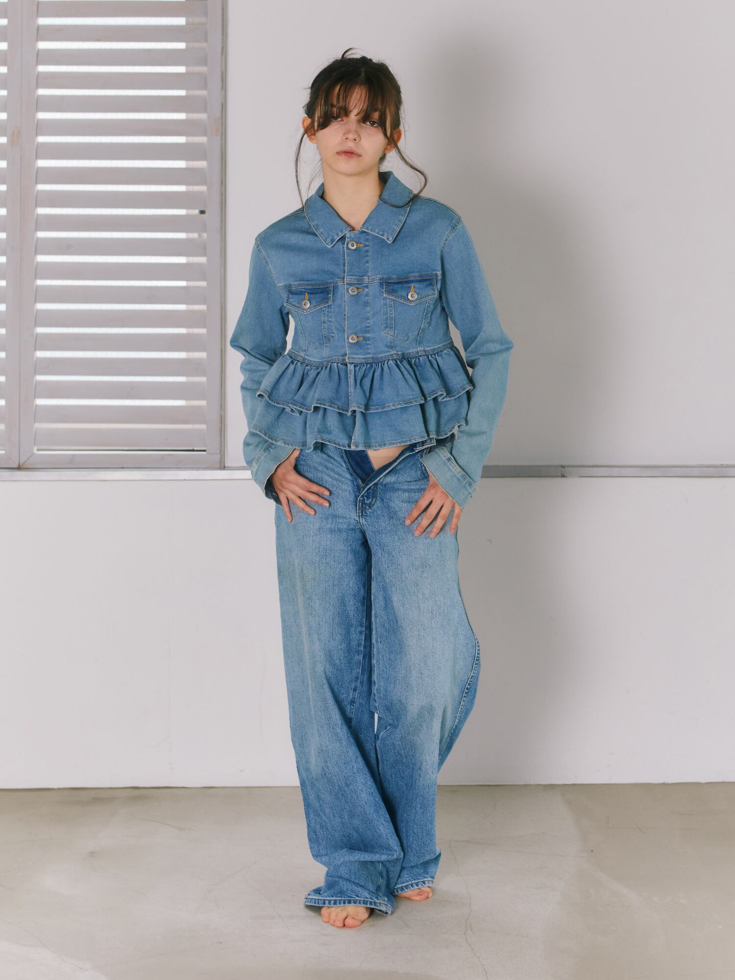 mieya frill denim JK -light blue- | mieya mieya