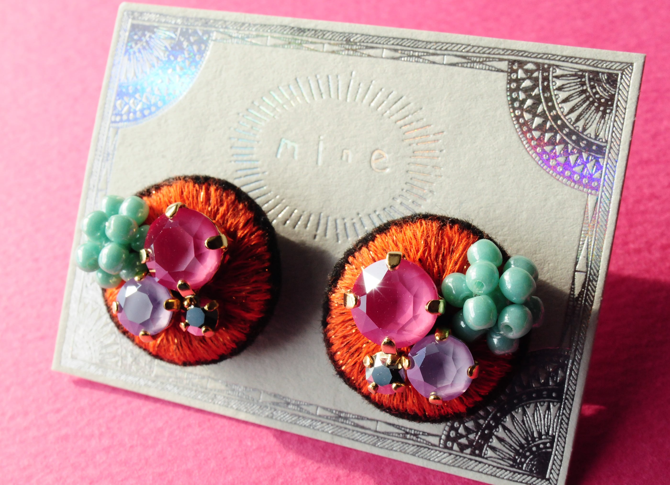 ＜Stella～遊び好きの星～＞刺繍ピアス「 ジュエルJewe/レトロガーデンRetro Garden 」