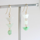 グラデーションデザインが可愛い！K14gf 翡翠 インズ デザイン イヤリング ピアス A貨翡翠 jd_mm1002