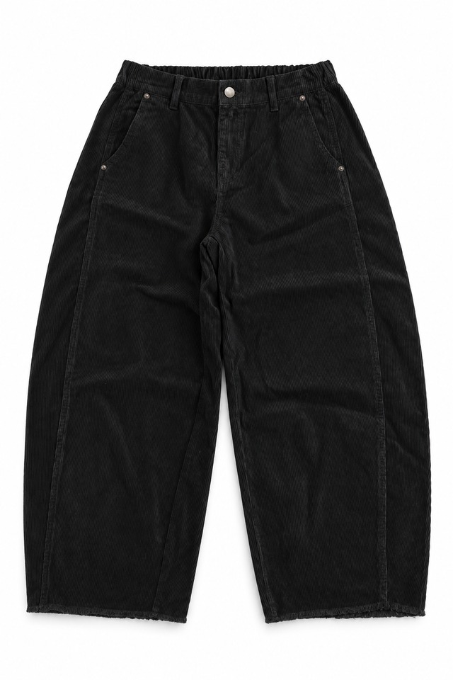 ATELANE / 8W CORDUROY COCOON PANTS – ブラック