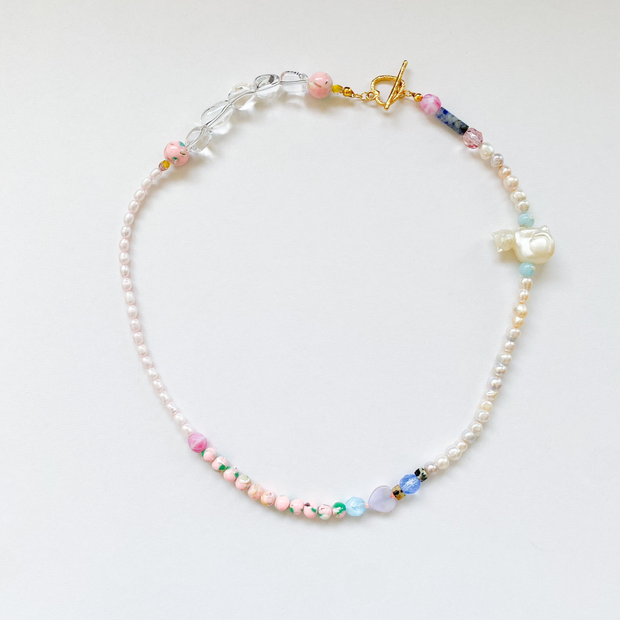 淡水パールとビーズのネックレス(たまに天然石）