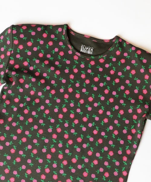 HOLIDAY】 super rib padded shoulder crew neck l/s tops (flower