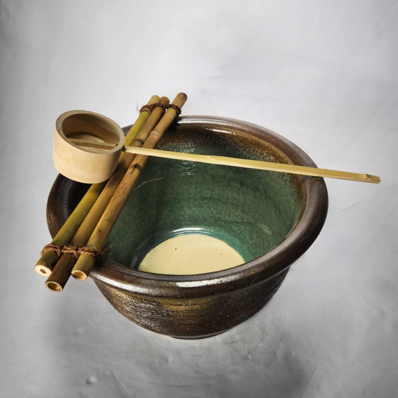 窯肌櫛目水鉢 15号／睡蓮鉢（信楽焼き・陶器・水鉢・めだか鉢・メダカ